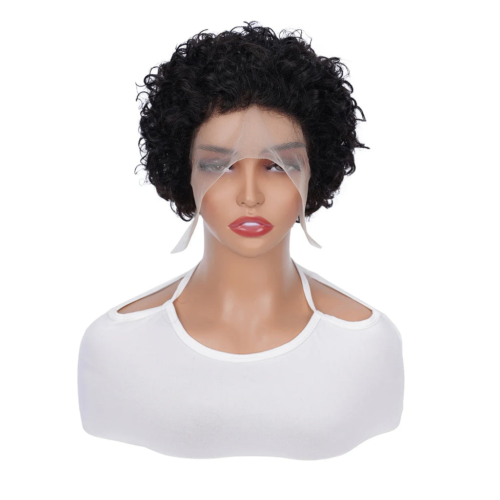 13x1 Transparent Lace Short Curly Pixie Wig