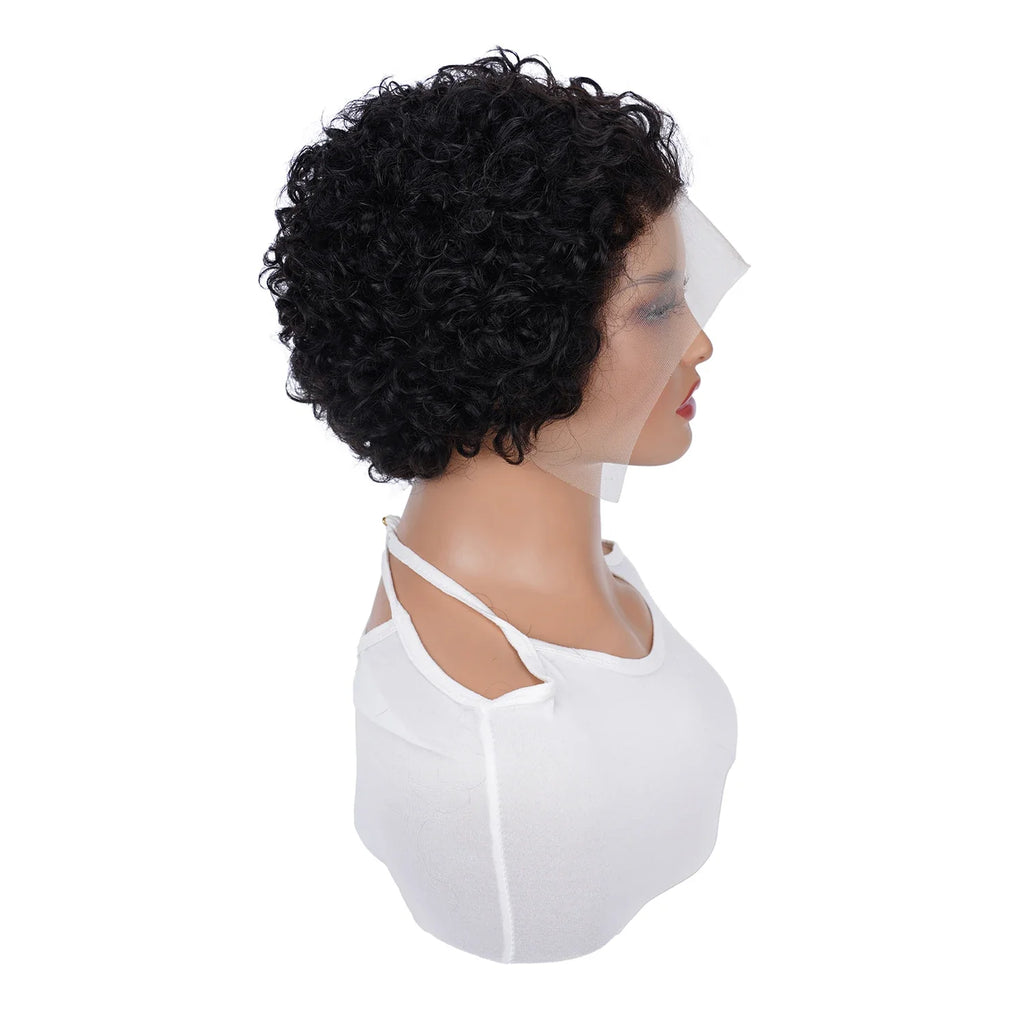 13x1 Transparent Lace Short Curly Pixie Wig