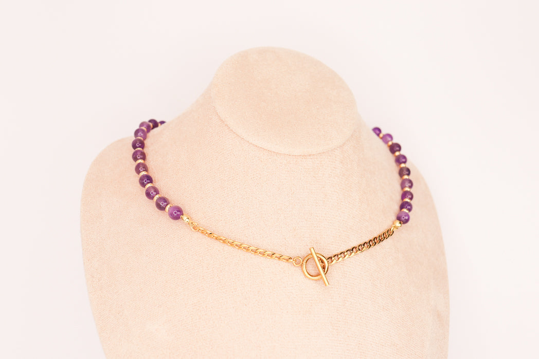 CIRCÉ | Collier en Améthyste et plaqué Or 18 et 24 carats