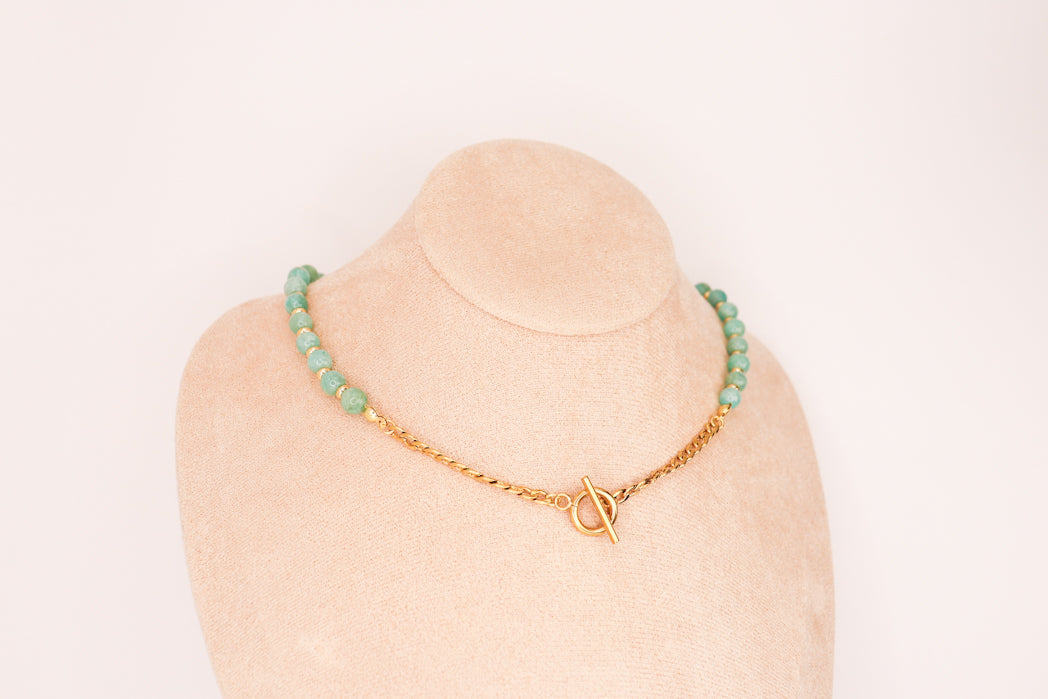 CIRCÉ | Collier en Amazonite et plaqué Or 18 et 24 carats