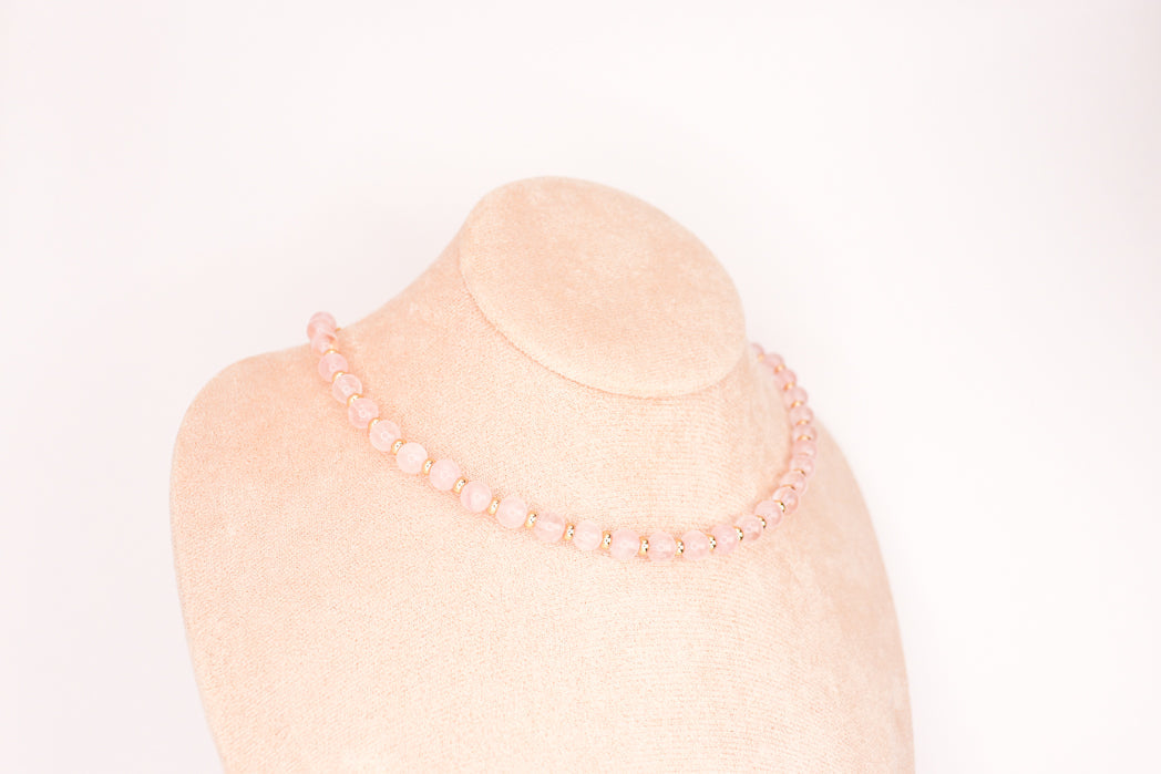CIRCÉ | Collier en Quartz rose et plaqué Or 18 et 24 carats