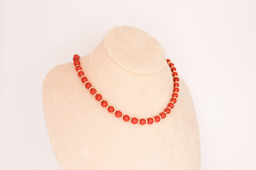 CIRCÉ | Collier en Jaspe rouge et plaqué Or 18 et 24 carats