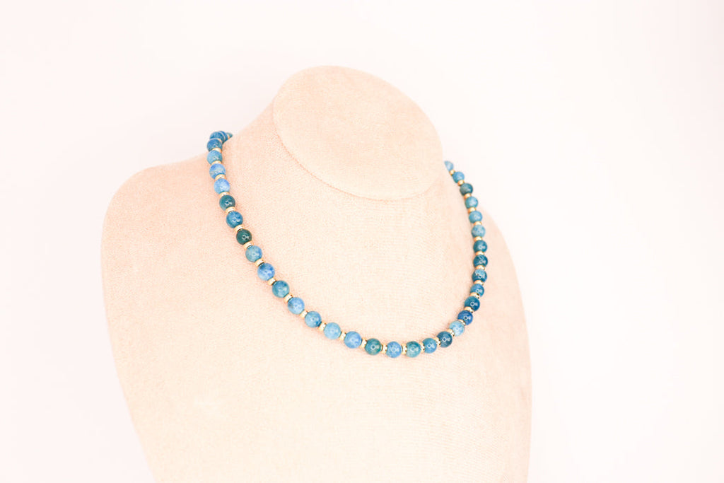 CIRCÉ | Collier en Apatite bleue et plaqué Or 18 et 24 carats