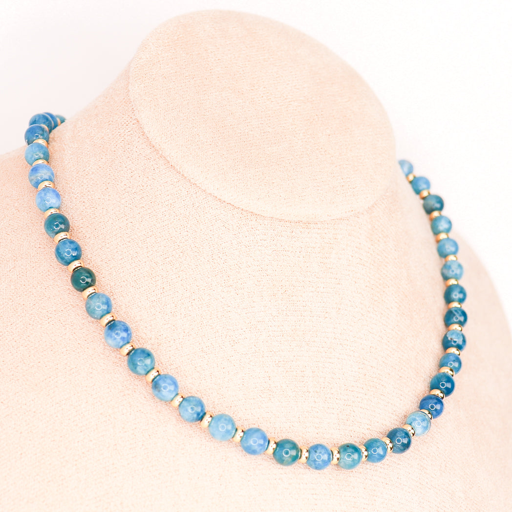 CIRCÉ | Collier en Apatite bleue et plaqué Or 18 et 24 carats
