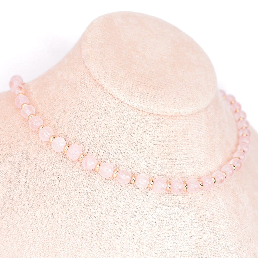 CIRCÉ | Collier en Quartz rose et plaqué Or 18 et 24 carats