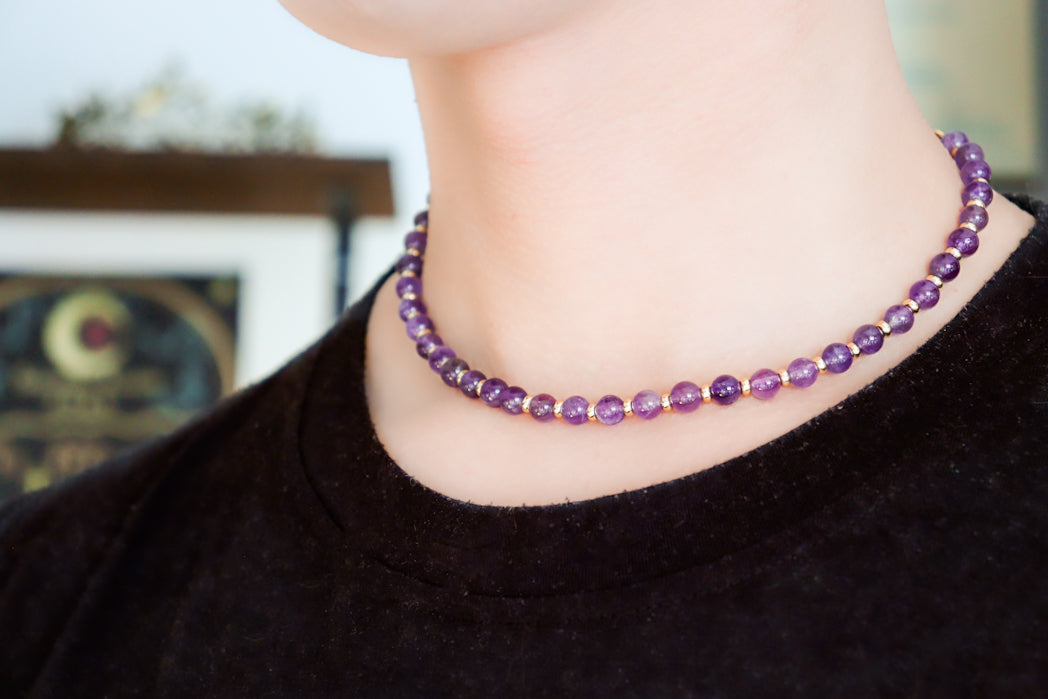 CIRCÉ | Collier en Améthyste et plaqué Or 18 et 24 carats
