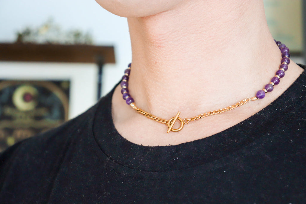 CIRCÉ | Collier en Améthyste et plaqué Or 18 et 24 carats
