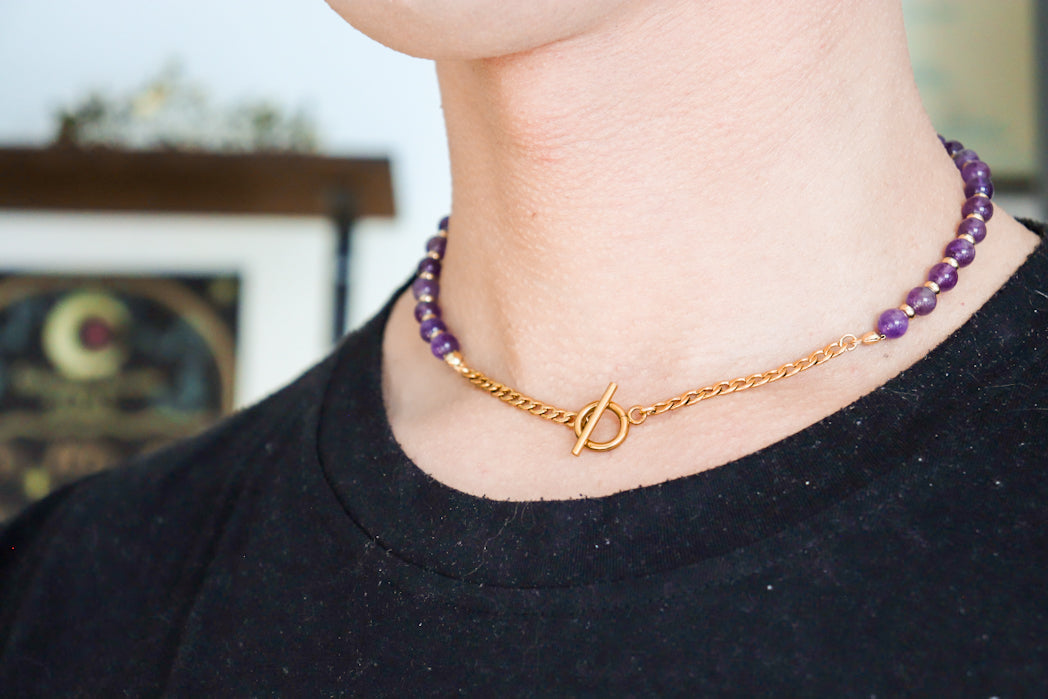 CIRCÉ | Collier en Améthyste et plaqué Or 18 et 24 carats