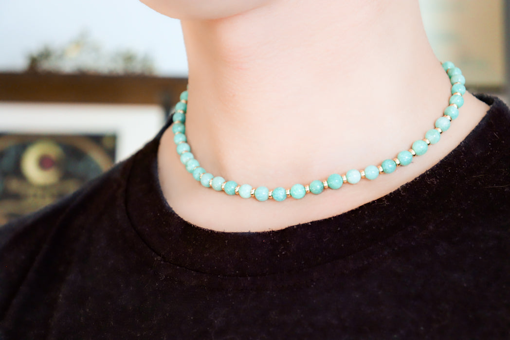 CIRCÉ | Collier en Amazonite et plaqué Or 18 et 24 carats