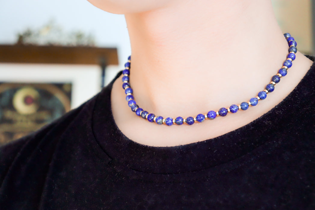 CIRCÉ | Collier en Lapis lazuli et plaqué Or 18 et 24 carats